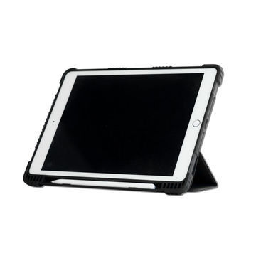 Cubierta de Ipad transparente y resistente con borde suave soporte de cubierta magnético triplo